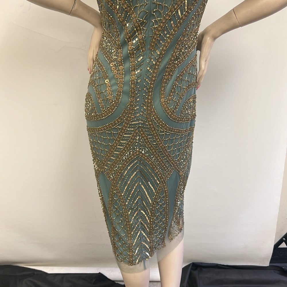 Aidan Mattox fully sequins and beaded sleeveless midi dress - Picture 8 of 10